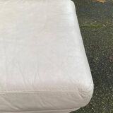 Beige leather pouf, Ikea style