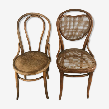 Pair of mismatched chairs Thonet - Fischel