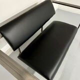 Salon brutaliste fauteuils simili métal design Karl Friedrich Forster