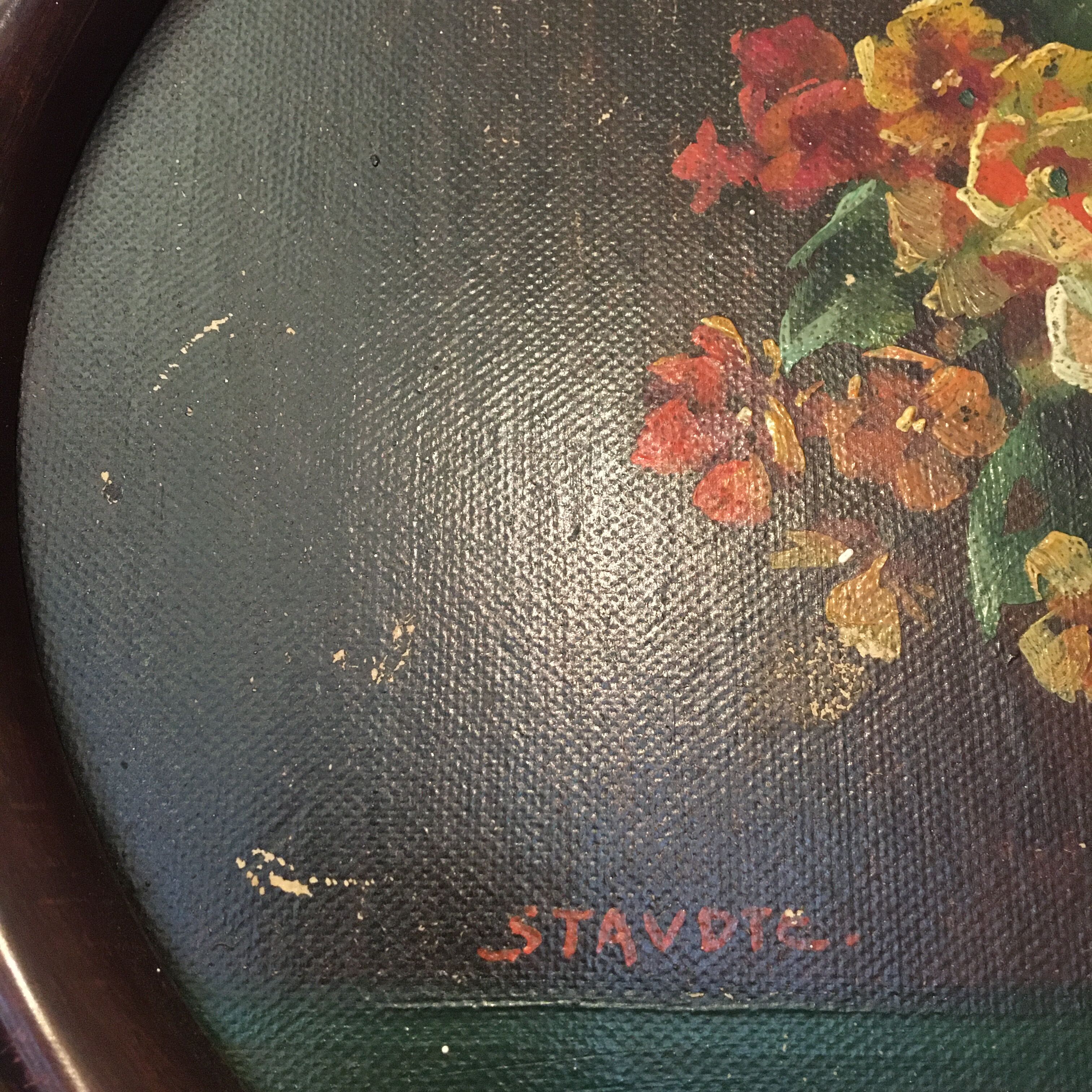 Still life bouquet of priming oval frame