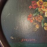 Still life bouquet of priming oval frame