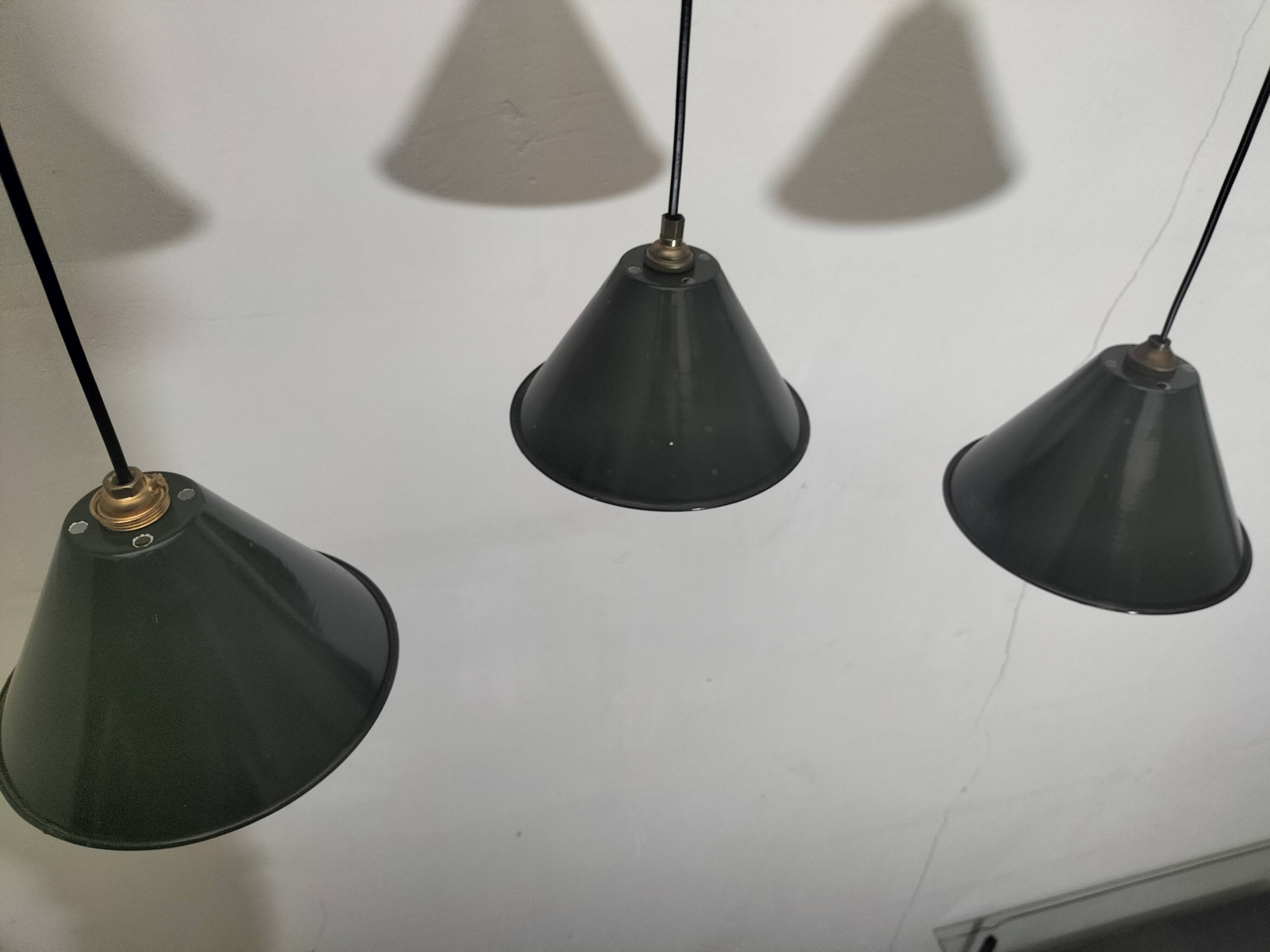 Enameled sheet metal pendant lights