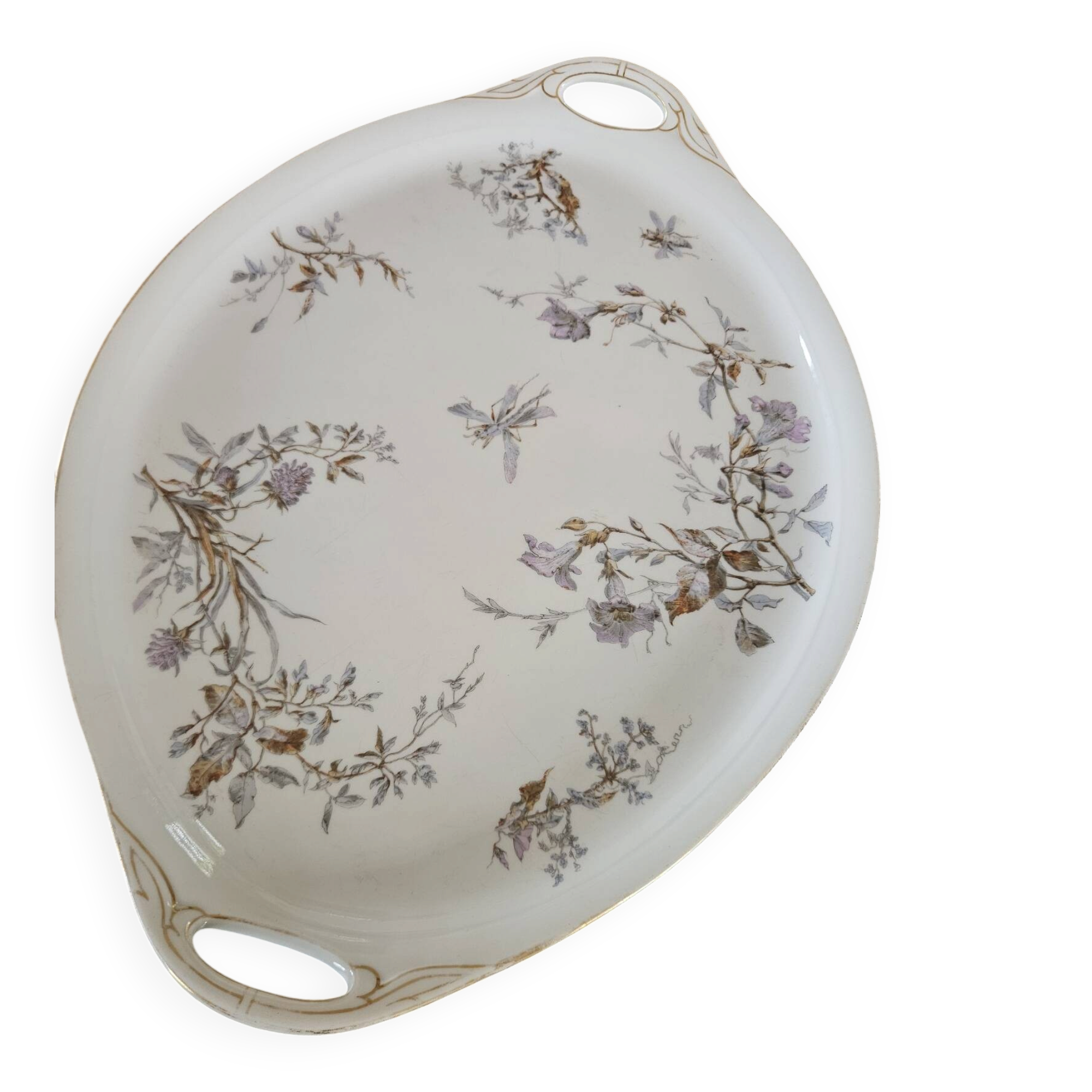Large oval porcelain dish 19th century Hache Pépin-Lehalleur Vierzon
