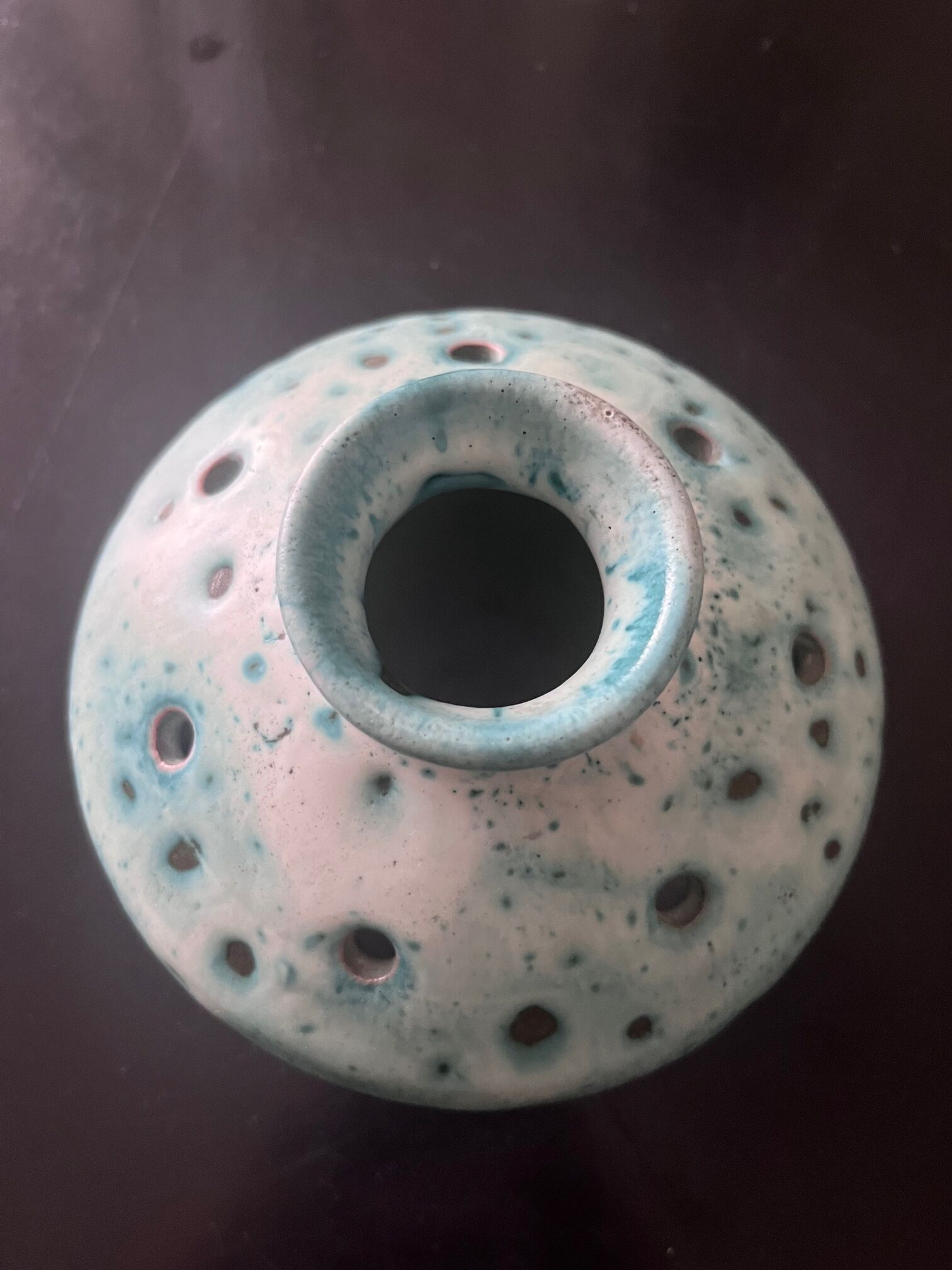 Two blue ceramic vases