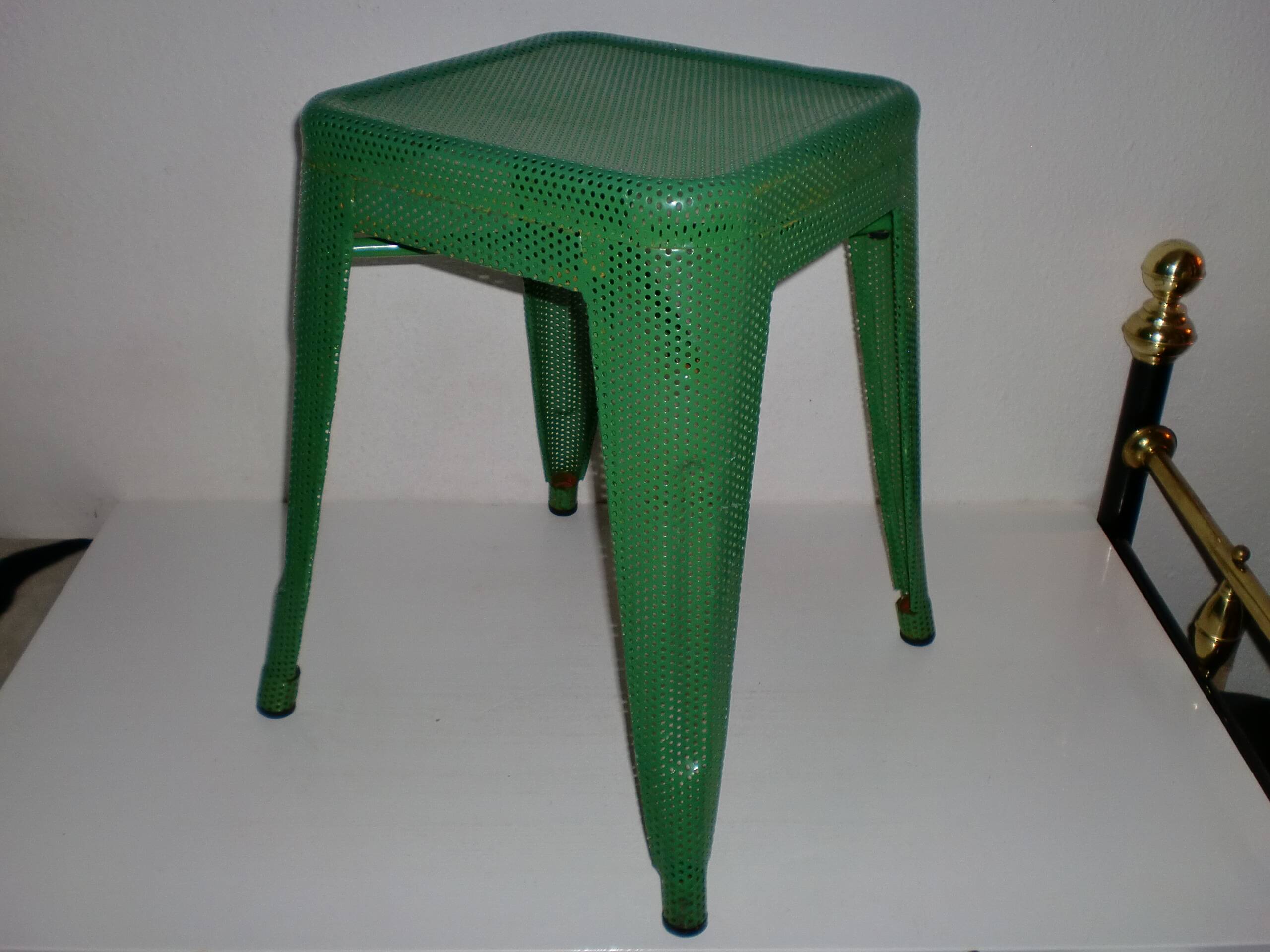 Perforated Metal Industrial Stool, Andriot for Tolix, France