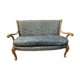 Sofa with ears of wheat Louis XV style in gilded lacquered wood XX century