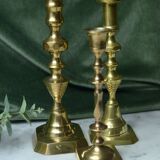 Set of three vintage brass candlesticks