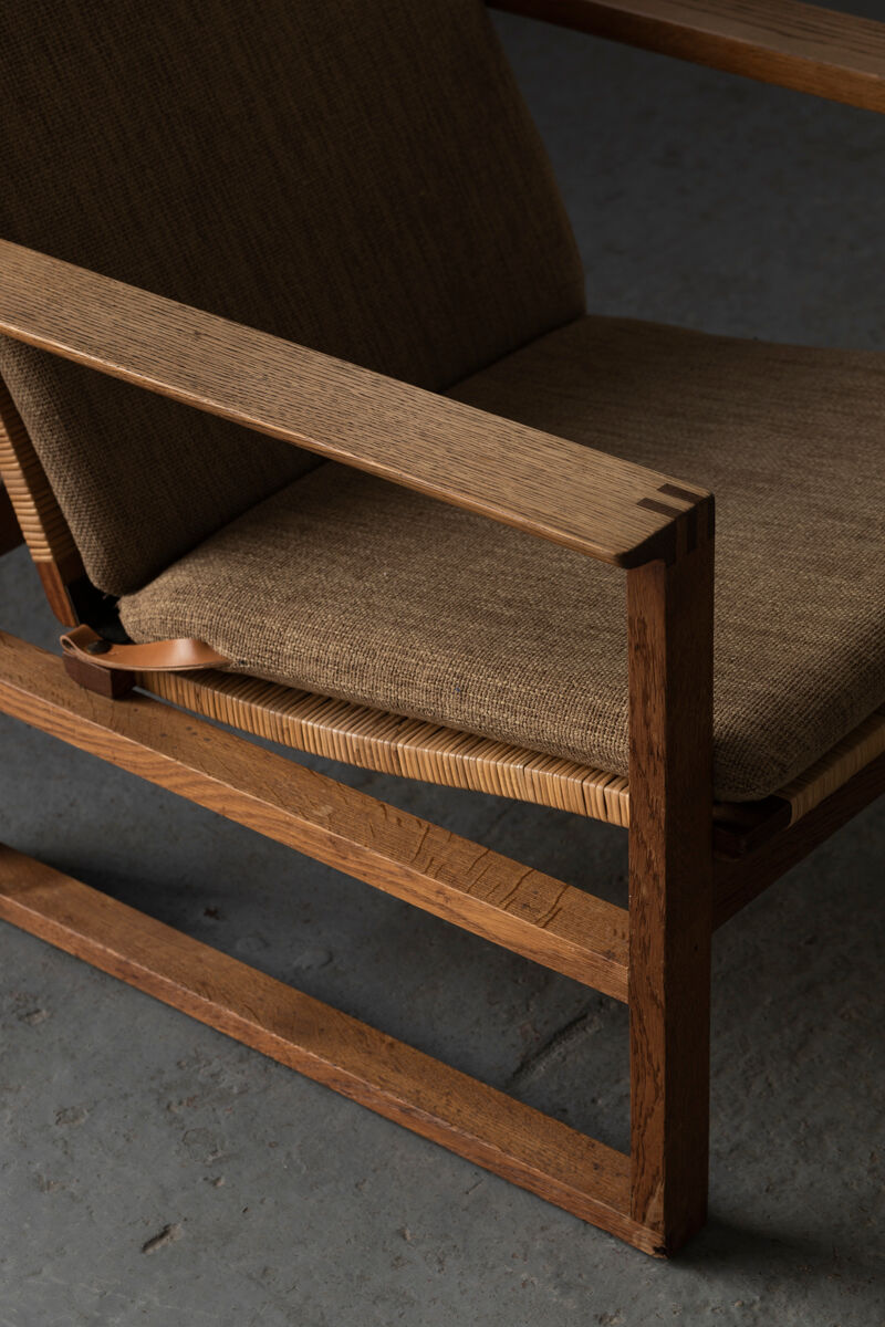 Set of 2 lounge chairs and one footrest by Borge Mogensen for Fredericia Denmark 1960’s