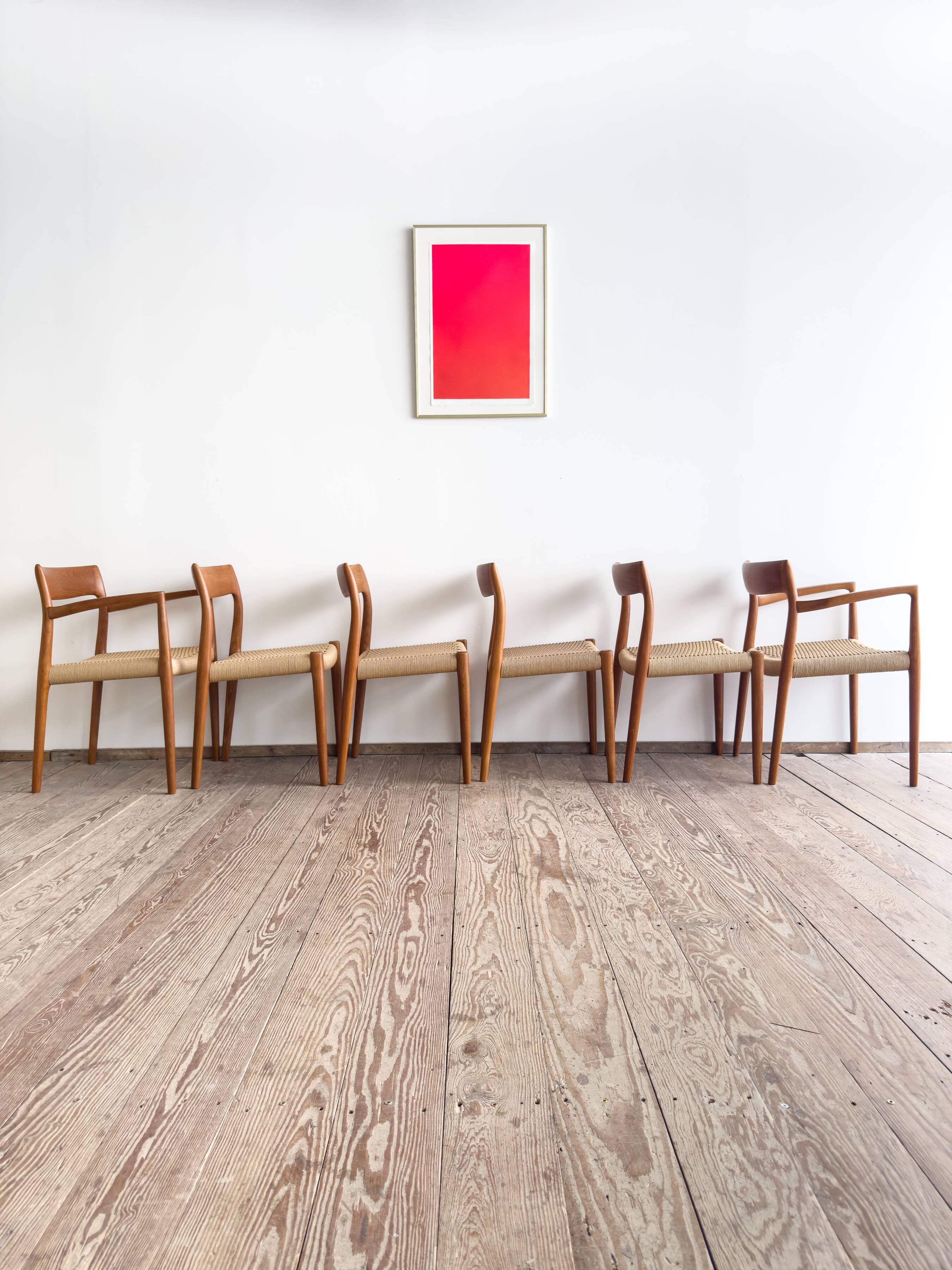 Chaises danoises en teck Mid-Century par Niels O. Møller # 77 & 57 Set de 6