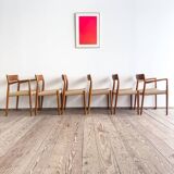 Chaises danoises en teck Mid-Century par Niels O. Møller # 77 & 57 Set de 6