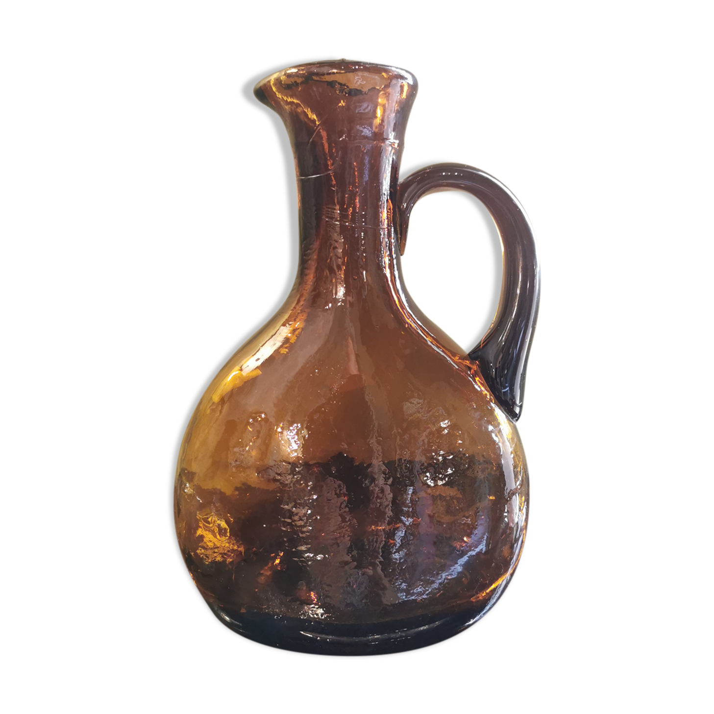 Vintage amber glass pitcher