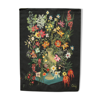 Tapisserie d'aubusson à décor floral Carton de Caly