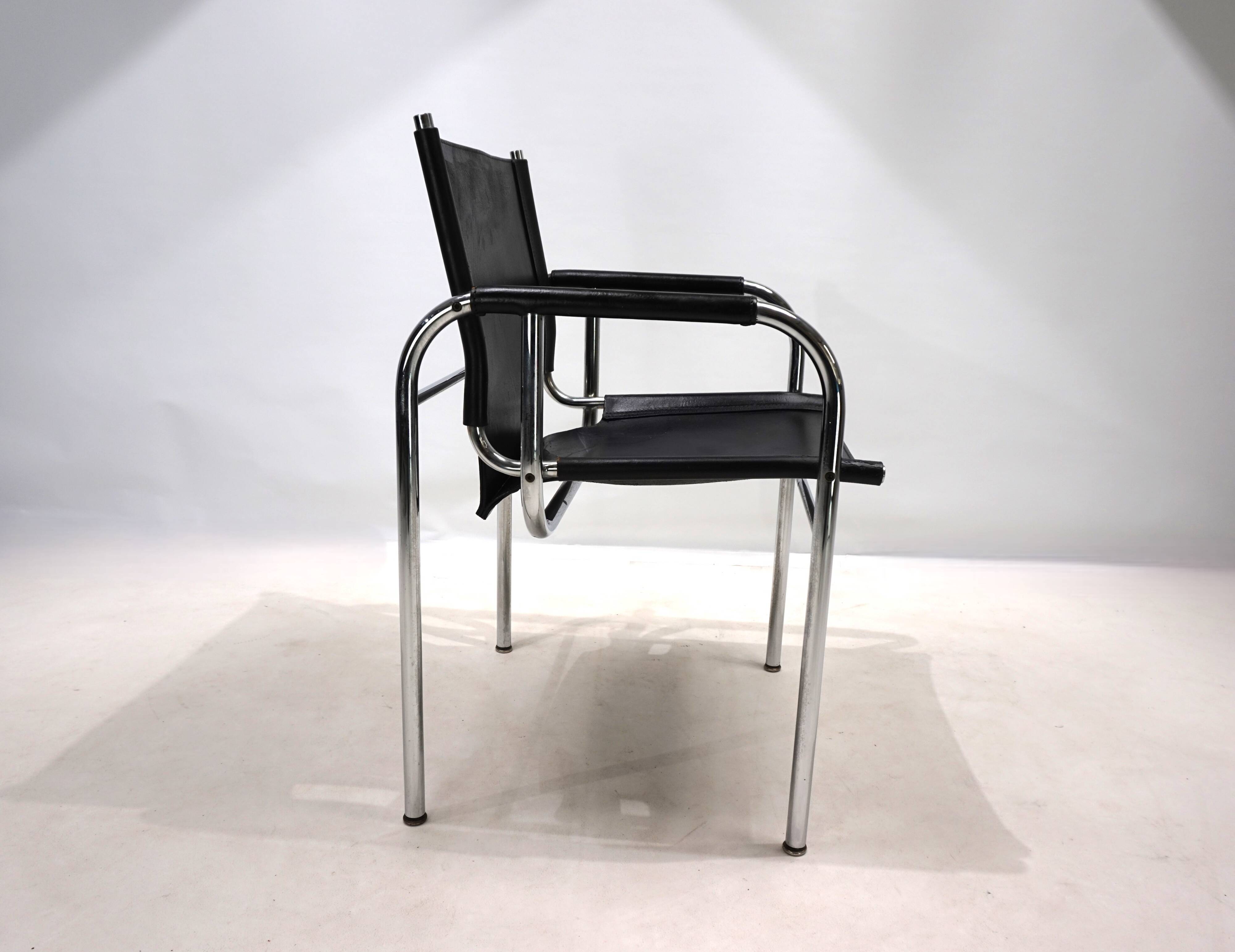 Strässle HE leather lounge chair by Hans Eichenberger
