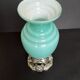 Art nouveau vase in opaline and tin