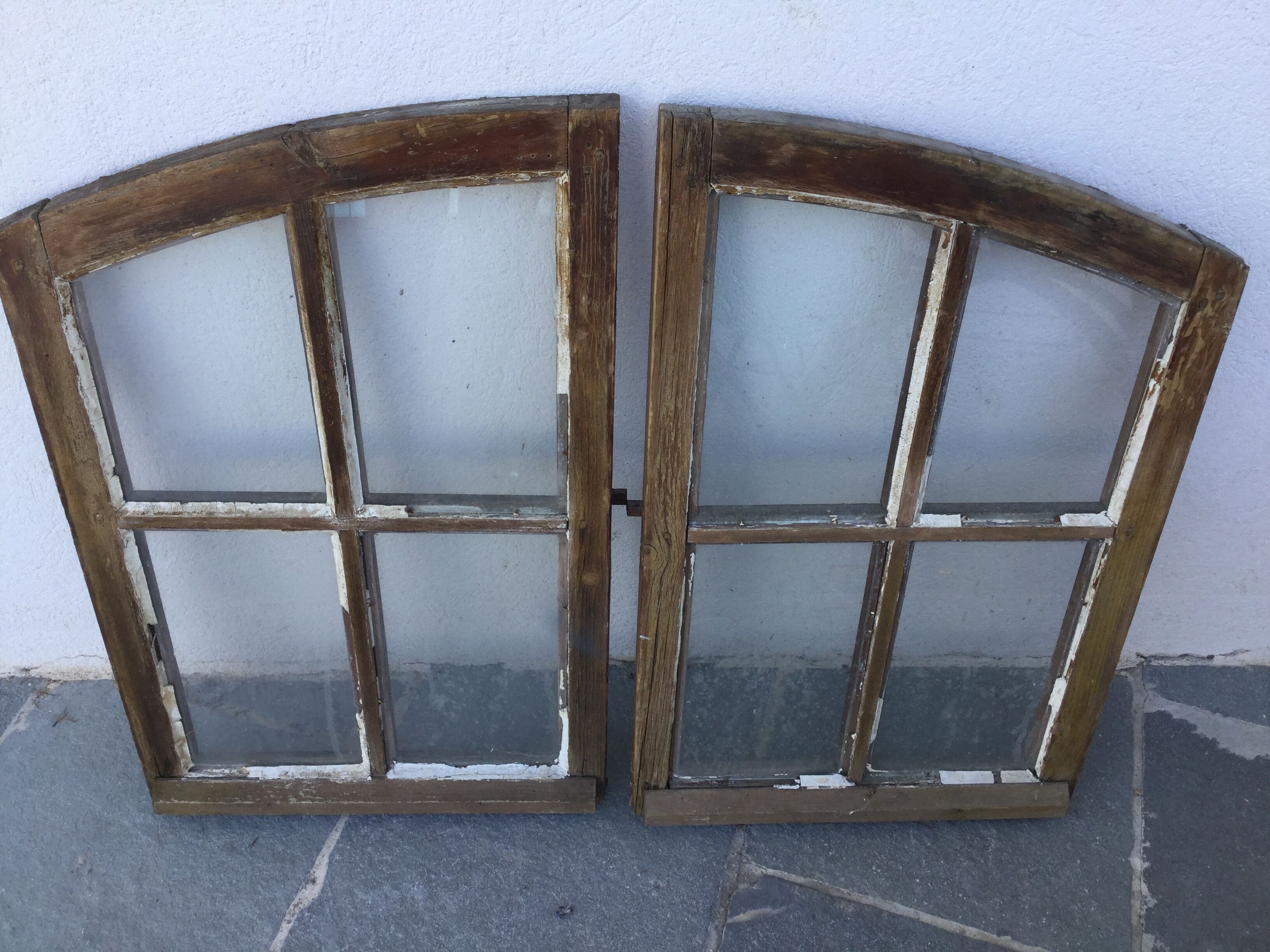 Old arched oak windows
