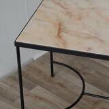 Coffee table in marble and black lacquered metal, 1950