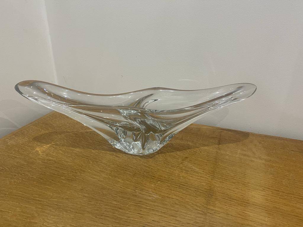 Large crystal bowl signed Daum Croix de Lorraine France.