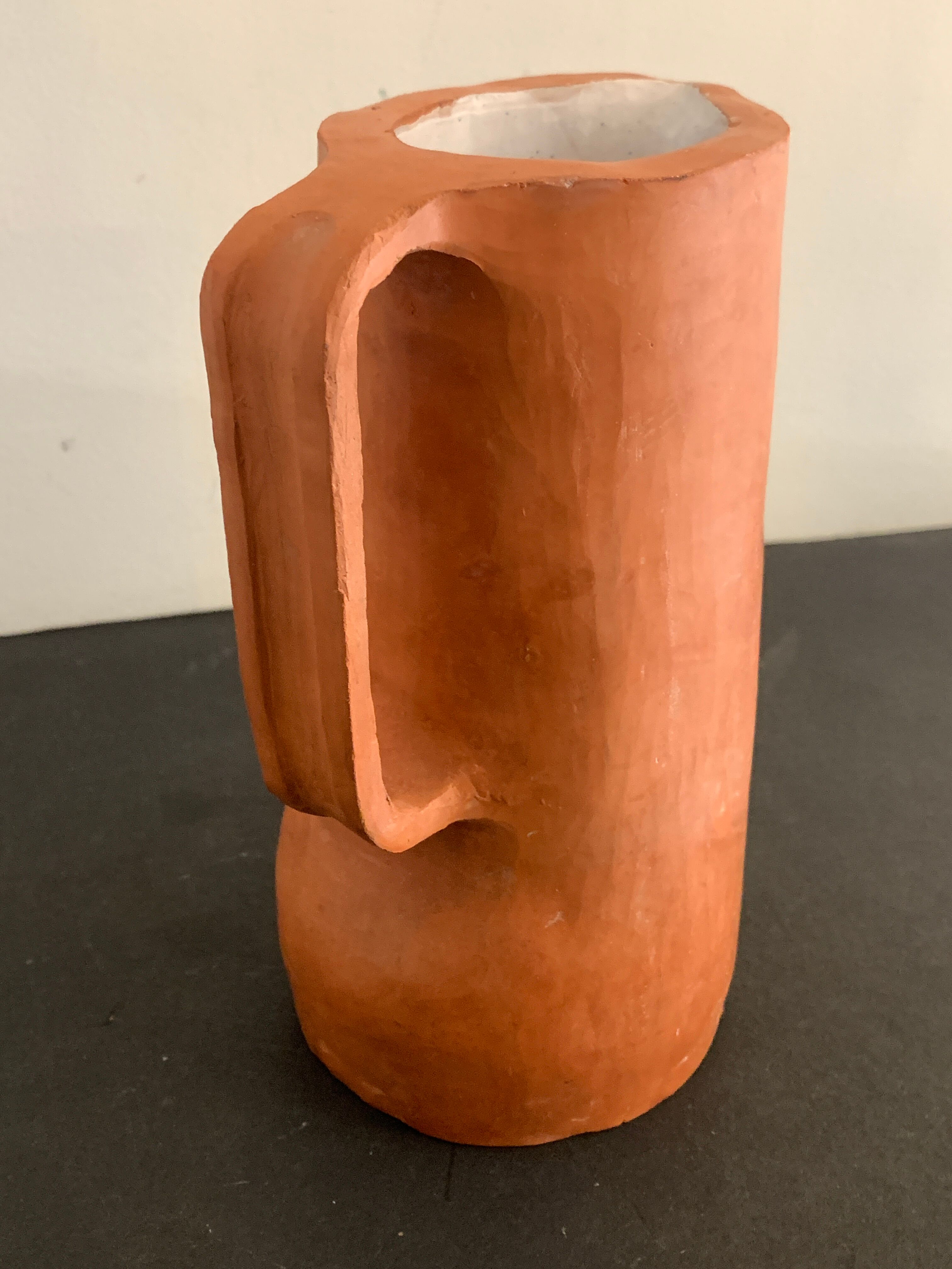Signed terracotta pitcher or vase