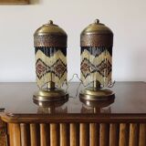 Ensemble de 2 lampes de table en laiton du milieu du siècle, Italie années 1940
