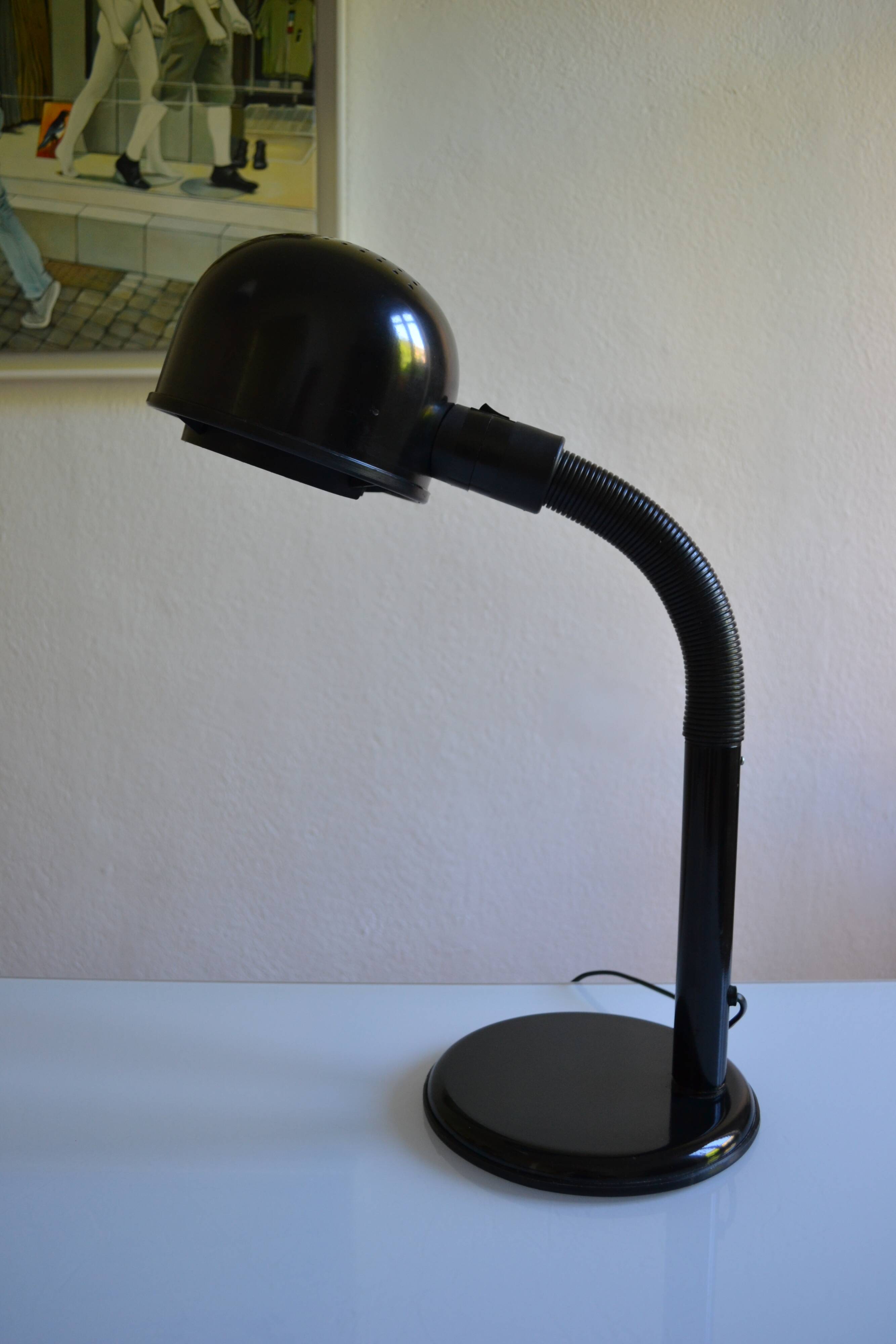 Black goose neck desk lamp ALDA 1980 Swedish Mid-Century