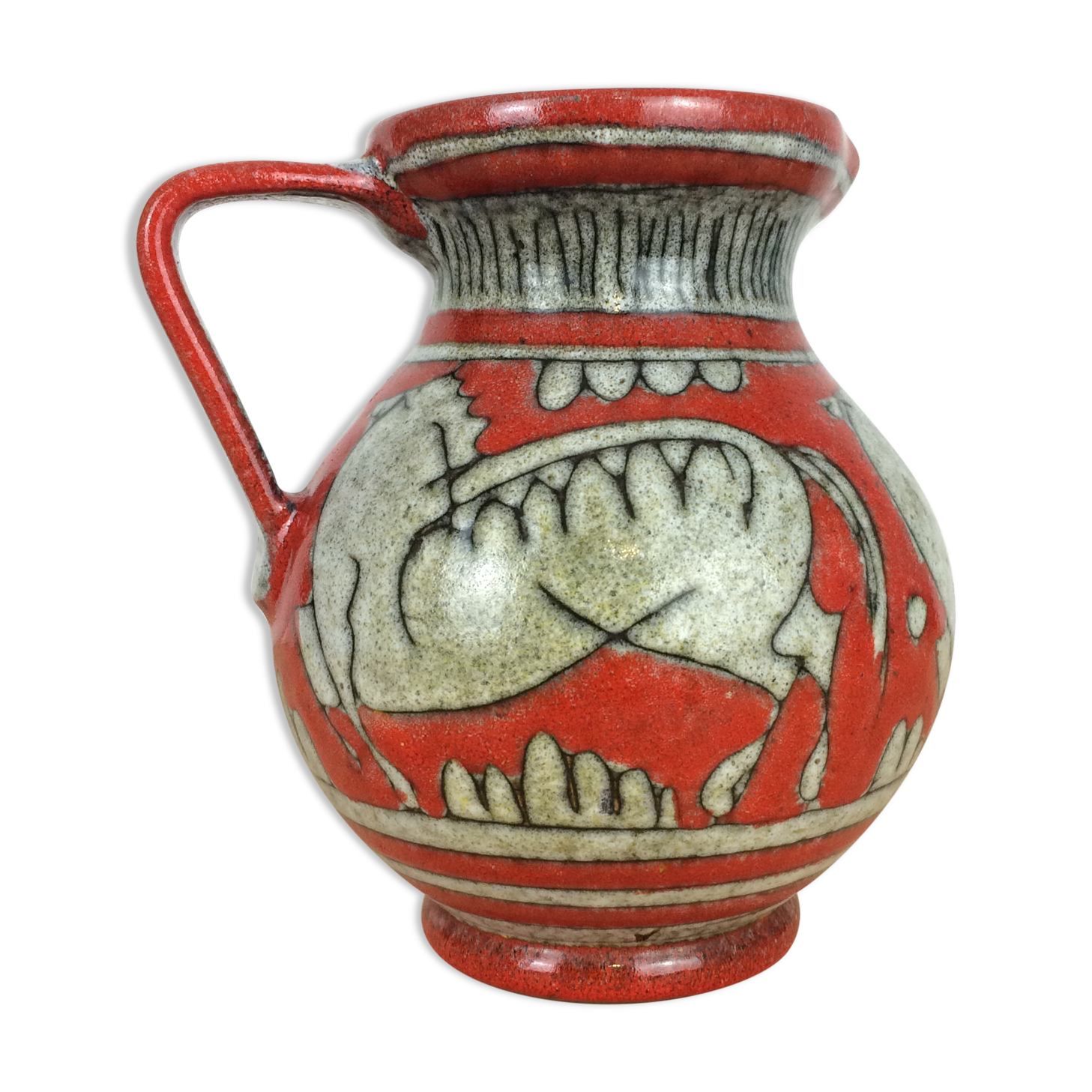 Fratelli Fanciullacci horse vase, orange ceramic