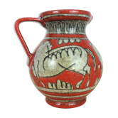 Fratelli Fanciullacci horse vase, orange ceramic