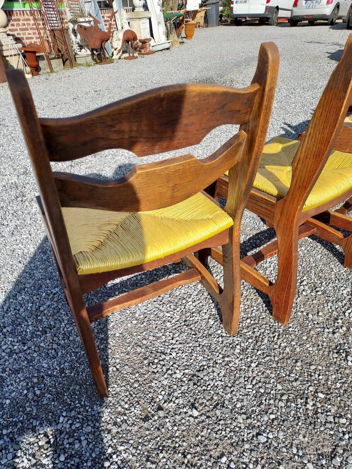 chaises vintage en chêne GUILLERME & CHAMBRON