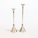 Pair of candlesticks | Steel and brass | Postmodern 1980s