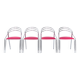 Ensemble de quatre chaises de salle à manger italiennes des années 50 en chrome et velours rose.