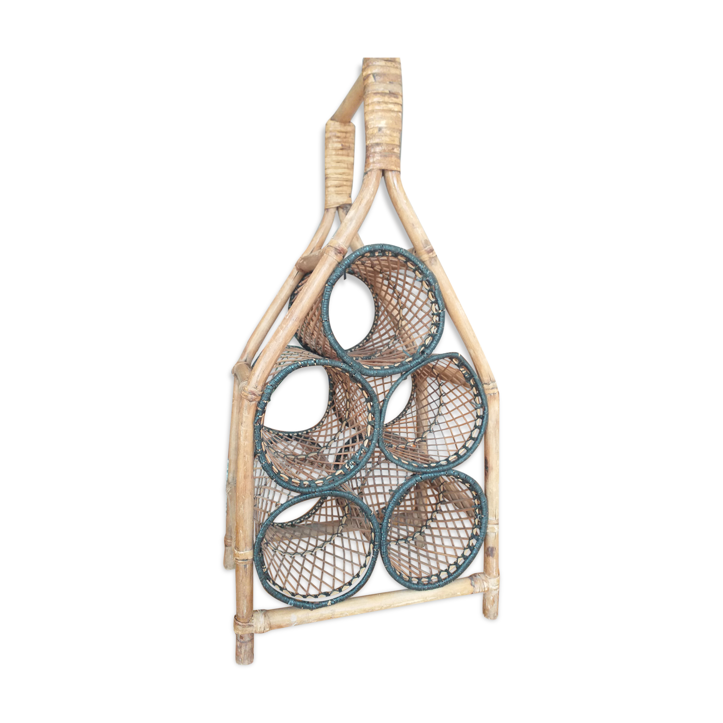 Rattan and bamboo bottle holder