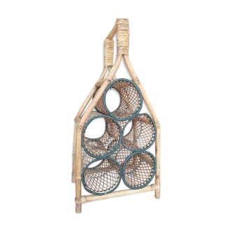 Rattan and bamboo bottle holder