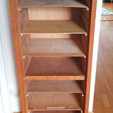 Rolling curtain filing cabinet in vintage oak