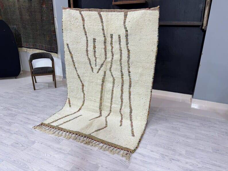 Handmade natural wool Berber rug size 150 x 250 cm