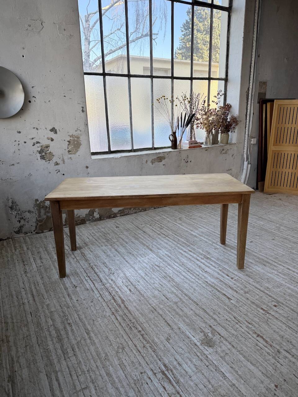 Table de ferme en pin et chêne