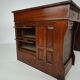 Antique oak writing desk by Stolzenberg – tambour roll top desk – c1880