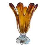 Chalice vase in amber glass