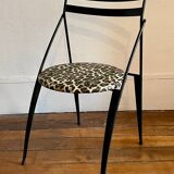 Pair of folding chairs with leopard seats, 1980