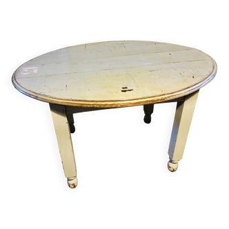 Oval bistro table from the 1930s with a lovely light blue patina