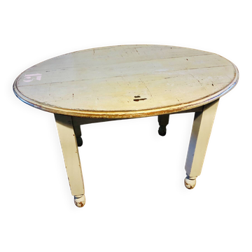 Oval bistro table from the 1930s with a lovely light blue patina