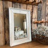 Miroir ancien blanc patiné