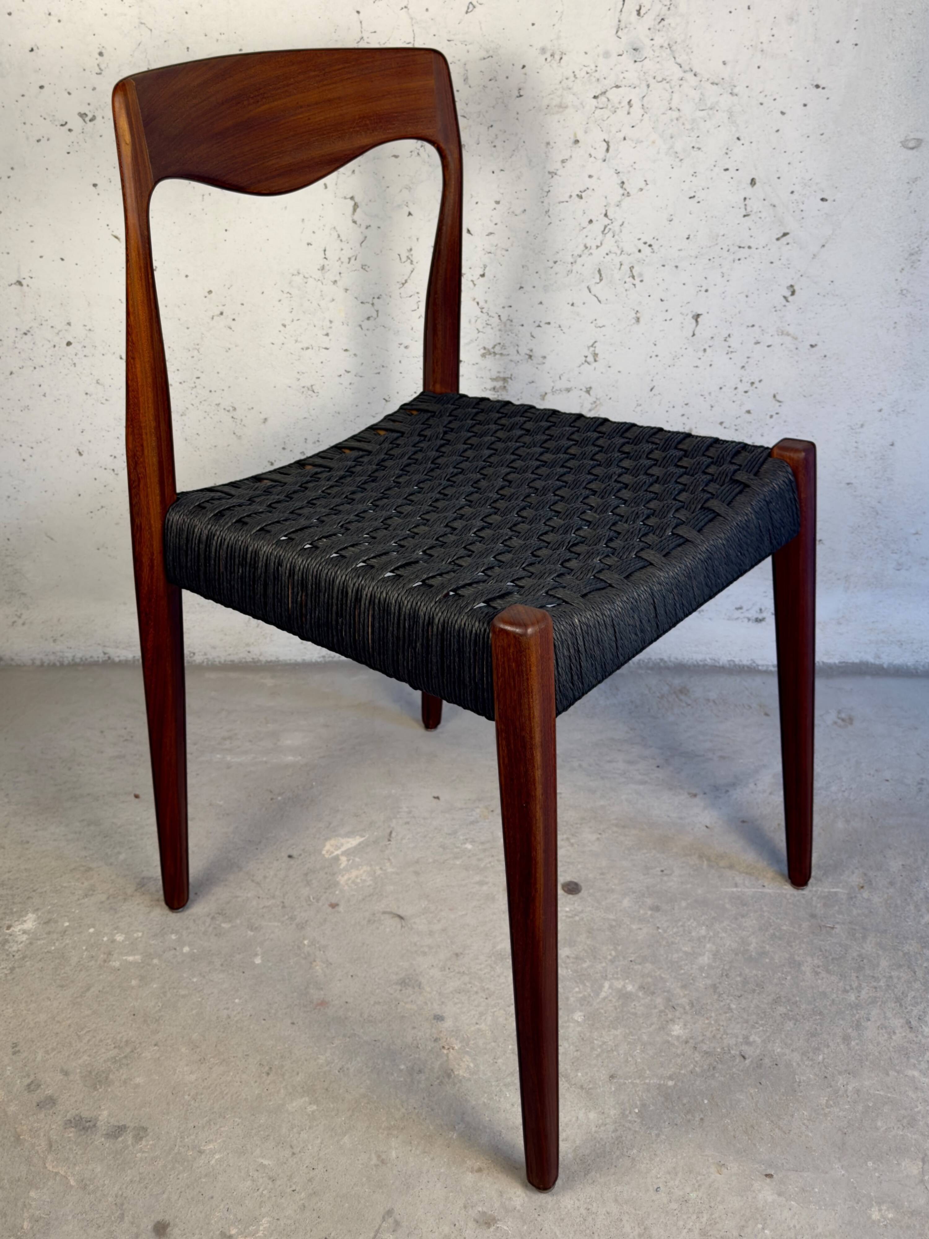 Dining Chair – Teak & Black Danish Cord,  1960