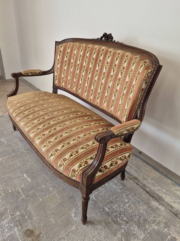 Banquette canapé style Louis XVI deux places époque 1900s