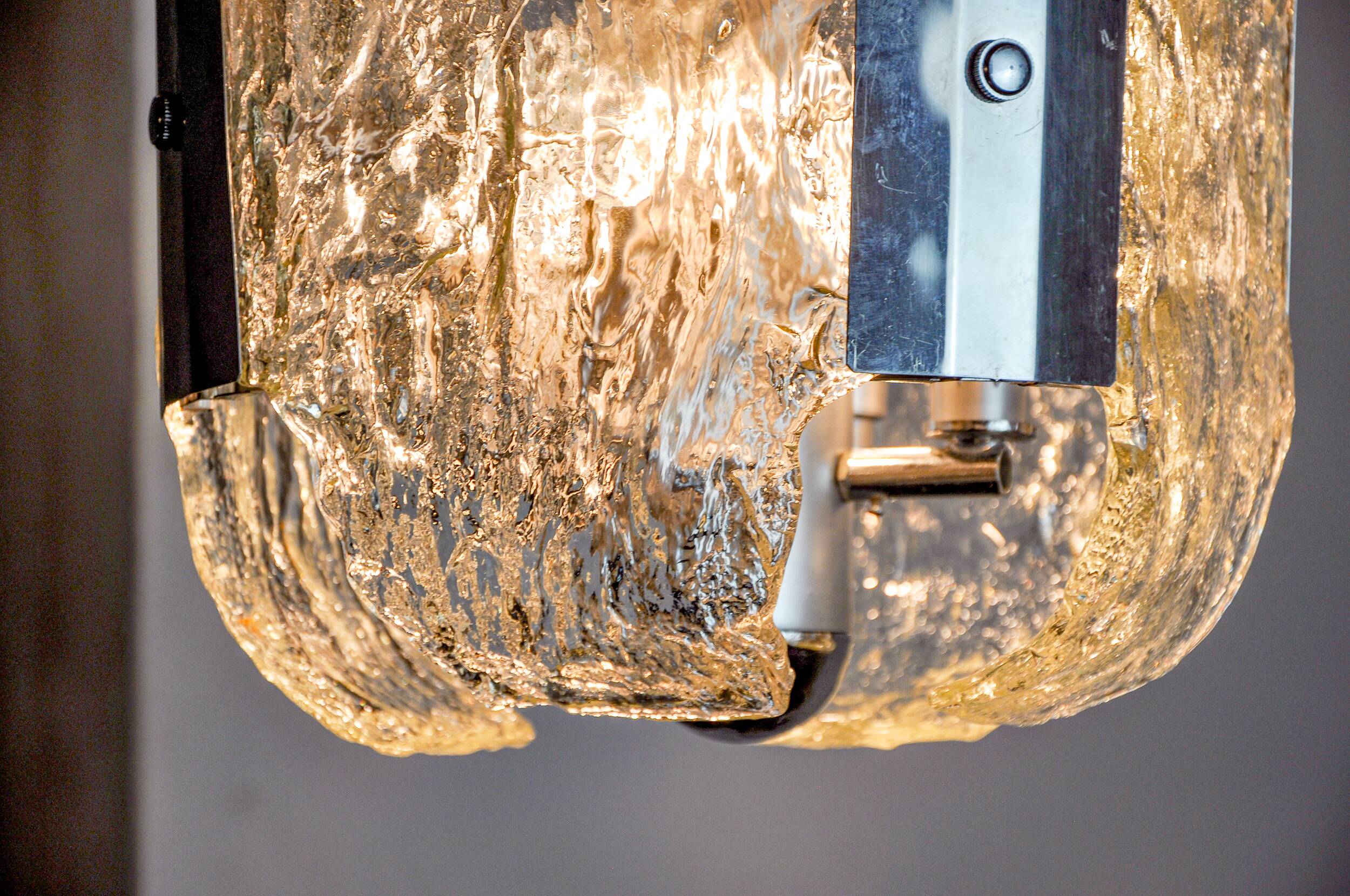 JT Kalmar chandelier, frosted murano glass, space age, Austria 1970