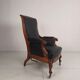 Fauteuil de bibliothèque ancien du XIXe siècle par Horrix – cuir noir