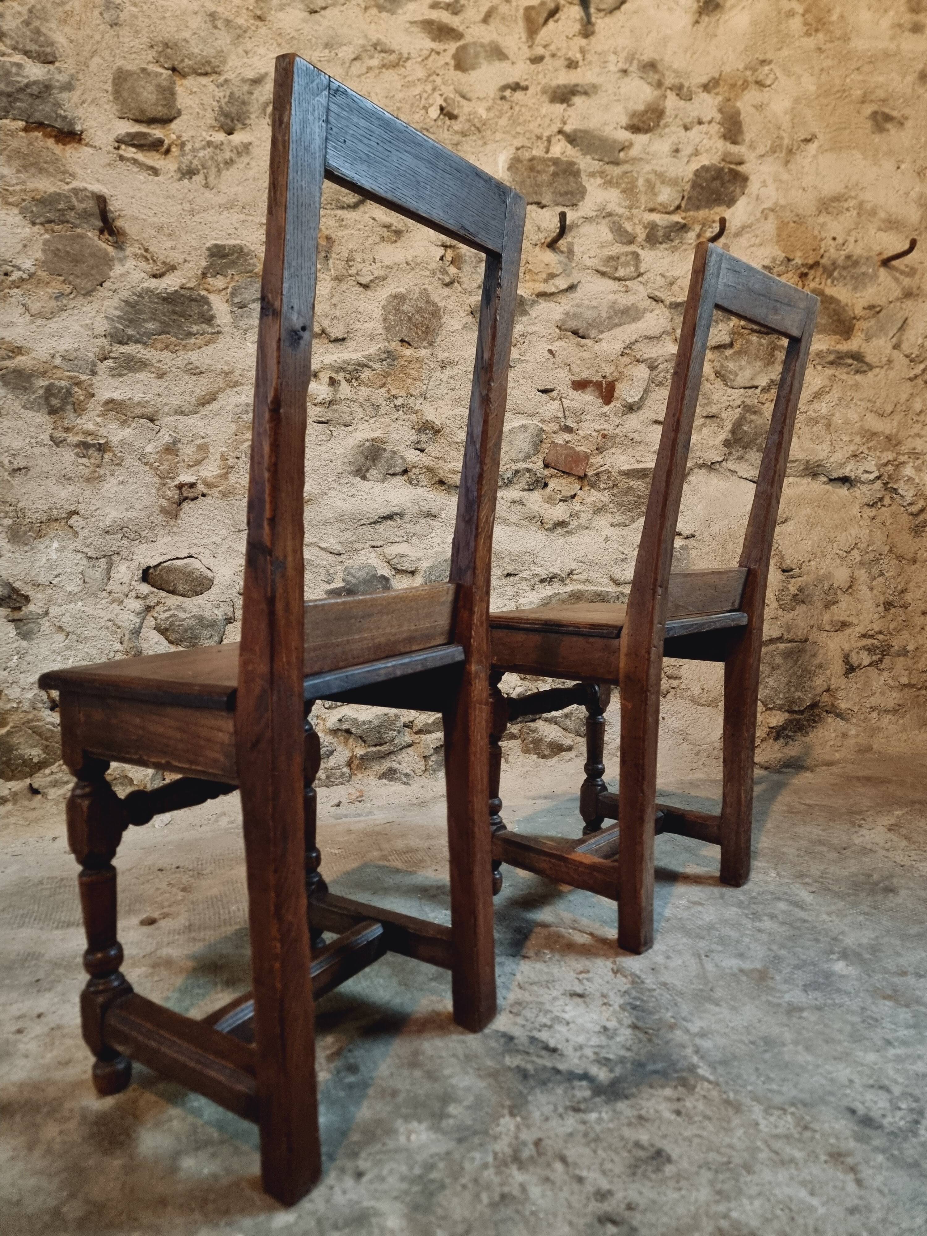 Set of 2 Antique Oak Chairs – 19th Century, Auvergne