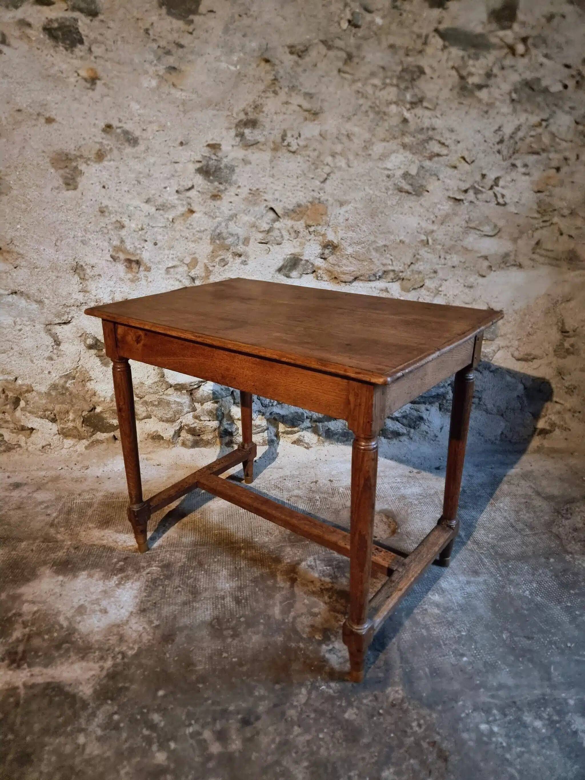 Antique French oak table, writing table from the early 19th century.