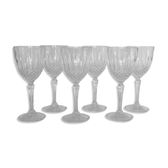 Lot 6 verres cristal d'Arques collection "Constance"