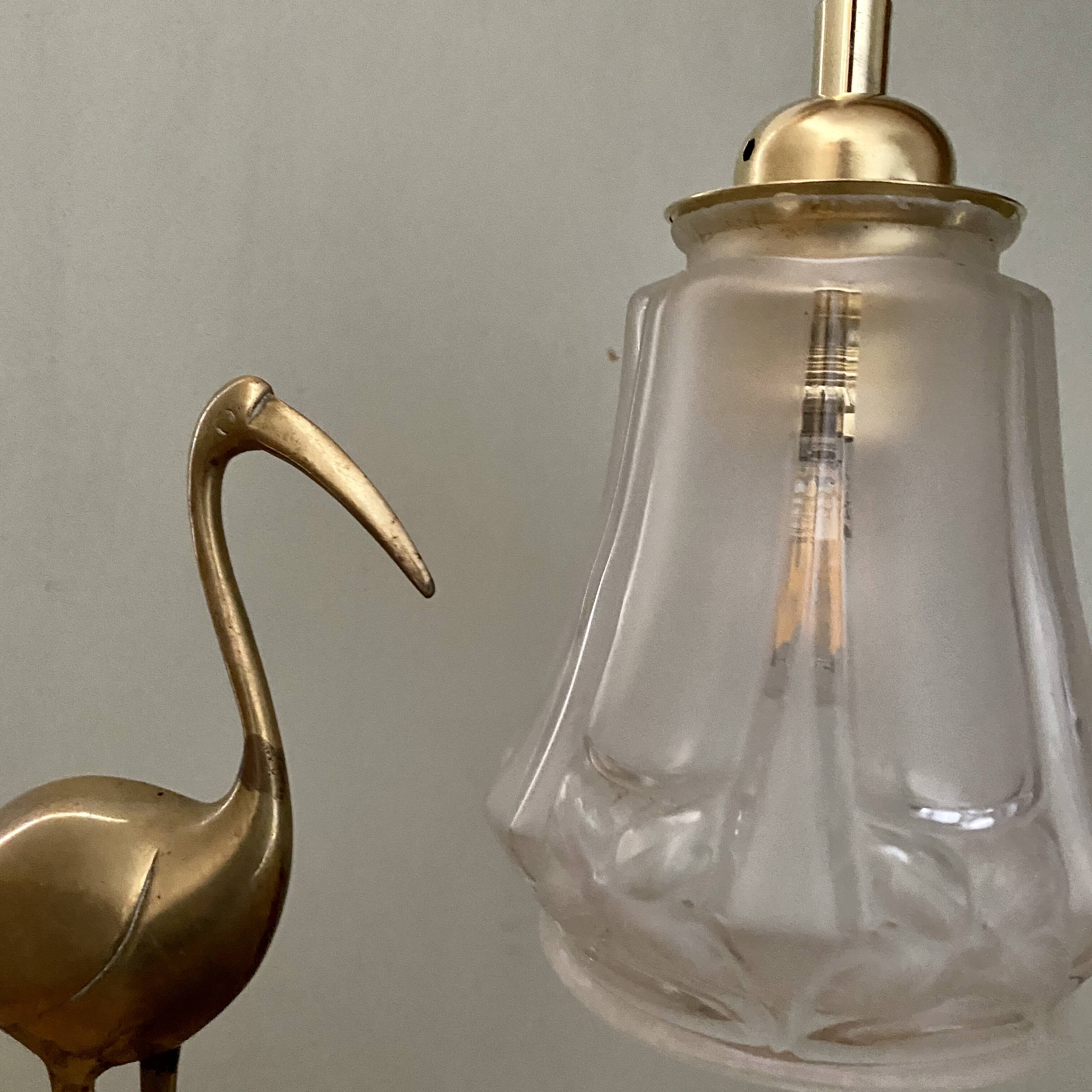 Vintage art deco tulip pendant light in frosted glass