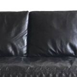 Canapé en cuir noir haut de gamme, Canapé Ligne Roset modèle Stricto Sensu