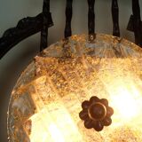 mid century brutalist style wrought iron and glass WALL LAMP sconce 60/70s